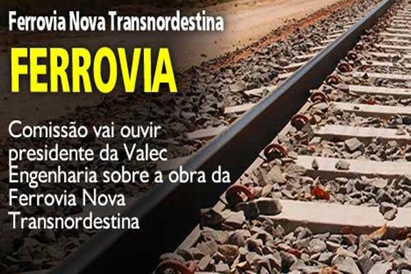 Comissão vai ouvir presidente da Valec Engenharia sobre a obra da Ferrovia Nova Transnordestina