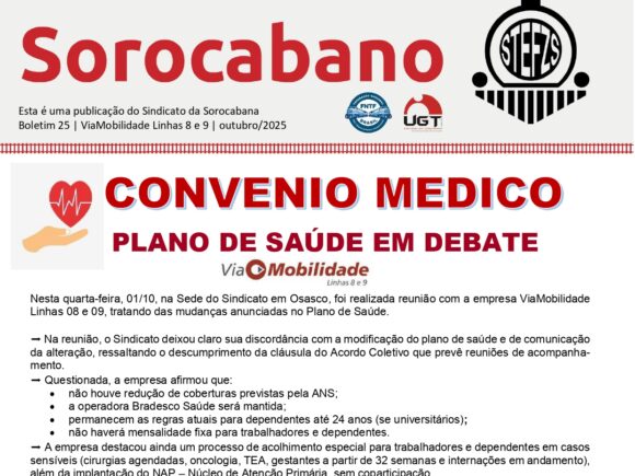 Sindicato se posiciona contra mudanças no plano de saúde da ViaMobilidade em reunião com a empresa