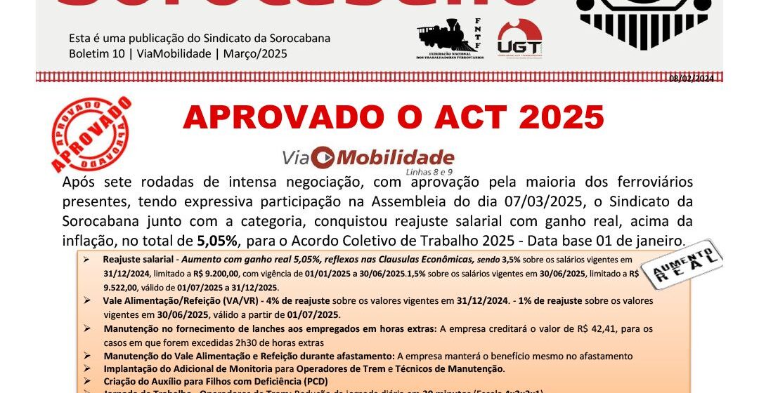 Conquistamos mais uma vitória para os ferroviários da ViaMobilidade