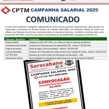 Assinado Acordo Coletivo 2025 com a CPTM