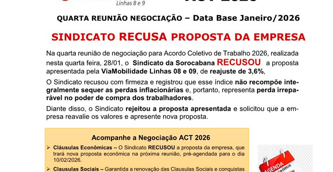 Campanha Salarial 2026 – ACT ViaMobilidade Linhas 8 e 9