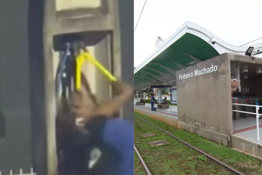 image (2) Ação criminosa afeta estação do VLT em Santos